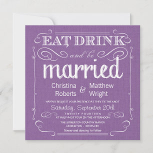 Invitaciones rusticas a la boda púrpura violeta en