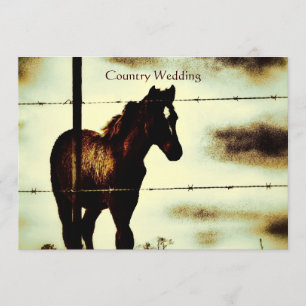 Invitaciones rusticas a la boda rural con caballos