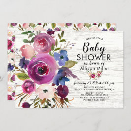 Invitaciones rusticas a la ducha con flores de cir