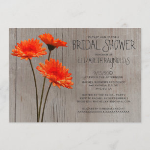 Invitaciones rusticas a la ducha de novia Gerbera 