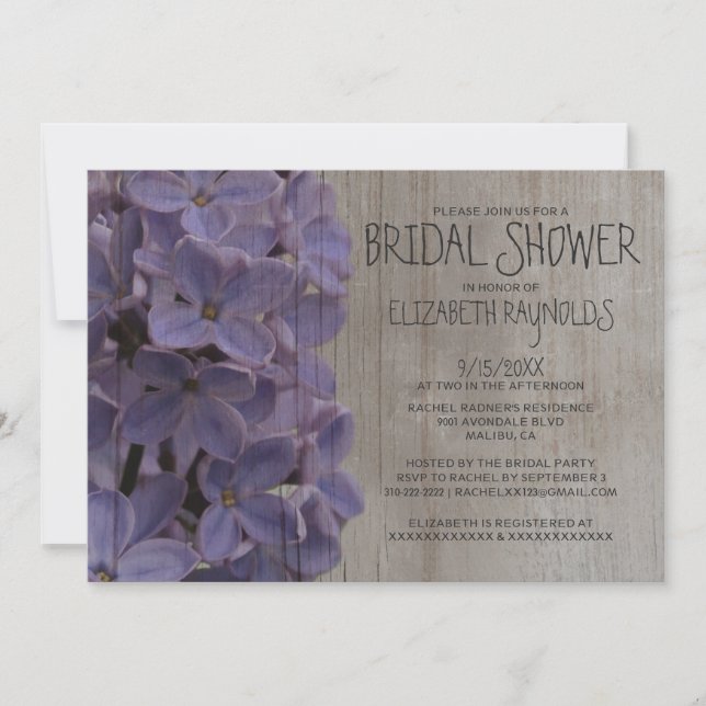 Invitaciones rusticas a la ducha de novias (Anverso)