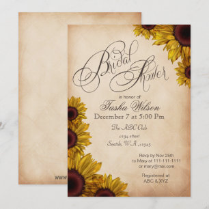 Invitaciones rusticas a la ducha de novias con gir