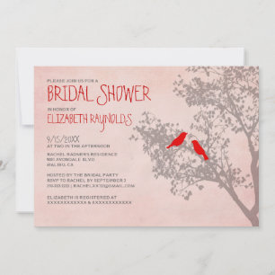 Invitaciones rusticas a la ducha de novias de aves