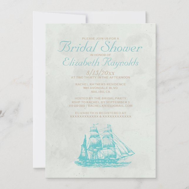 Invitaciones rusticas a la ducha de novias en barc (Anverso)