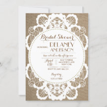 Invitaciones rusticas a la ducha de novias en Burl