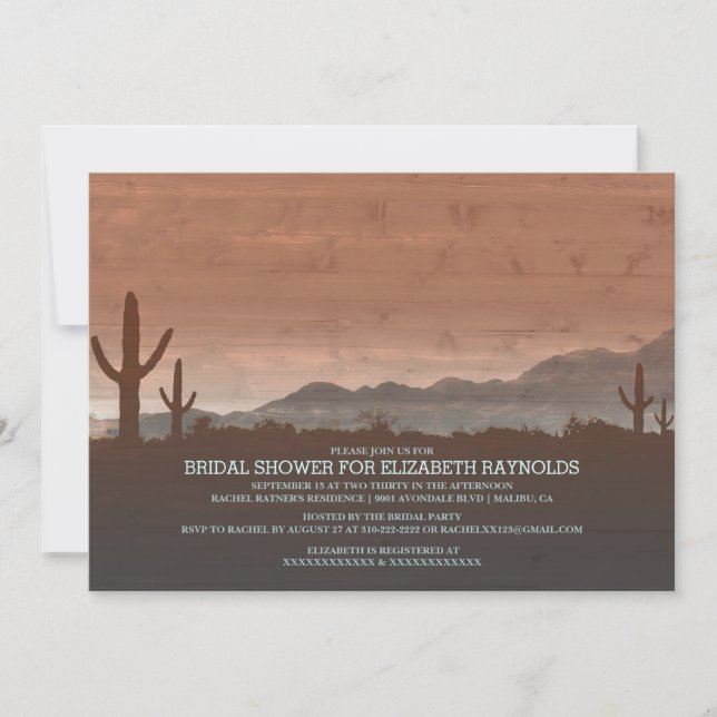 Invitaciones rusticas a la ducha de novias en el s (Anverso)