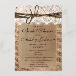 Invitaciones rusticas a la ducha nupcial de abadej