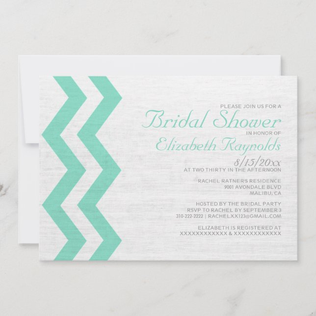 Invitaciones rusticas a la ducha nupcial Zigzag (Anverso)