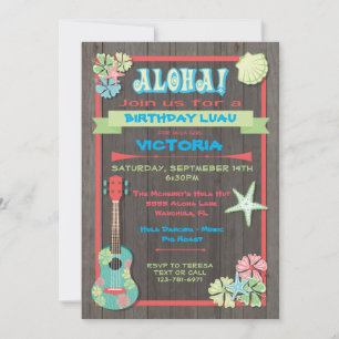 Invitaciones rusticas a Luau Tropical Beach
