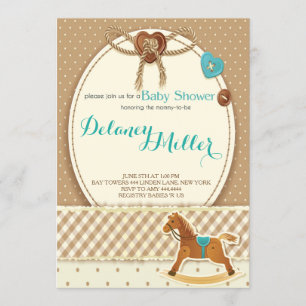 Invitaciones rusticas a un chico de Baby Shower Ho