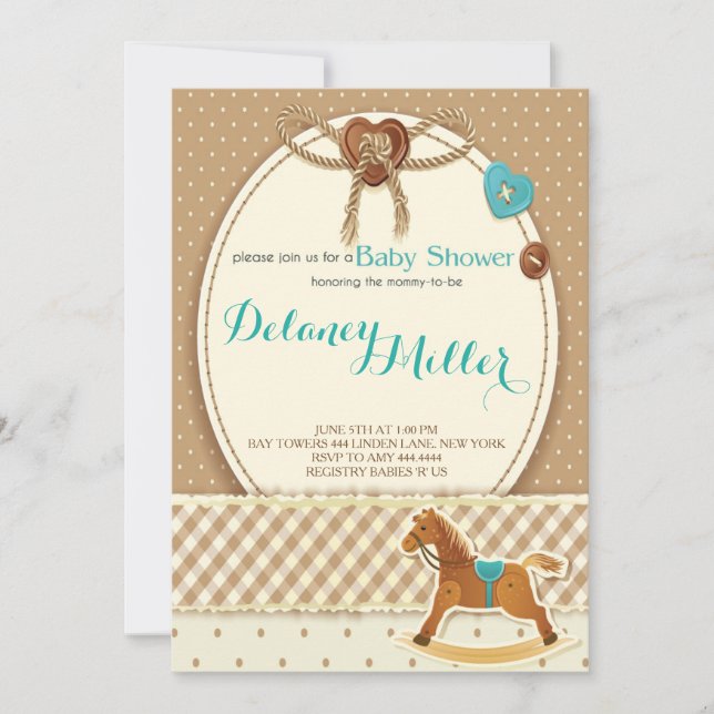 Invitaciones rusticas a un niño de la Baby Shower  (Anverso)