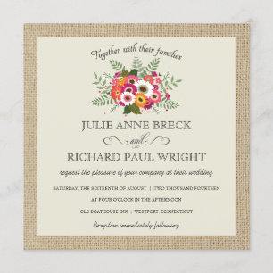 Invitaciones rusticas a una boda elegante en Burla