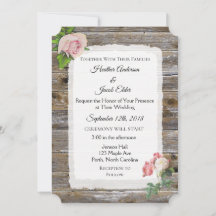 Invitaciones rusticas a una boda elegante rosa de