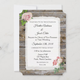 Invitaciones rusticas a una boda elegante rosa de 
