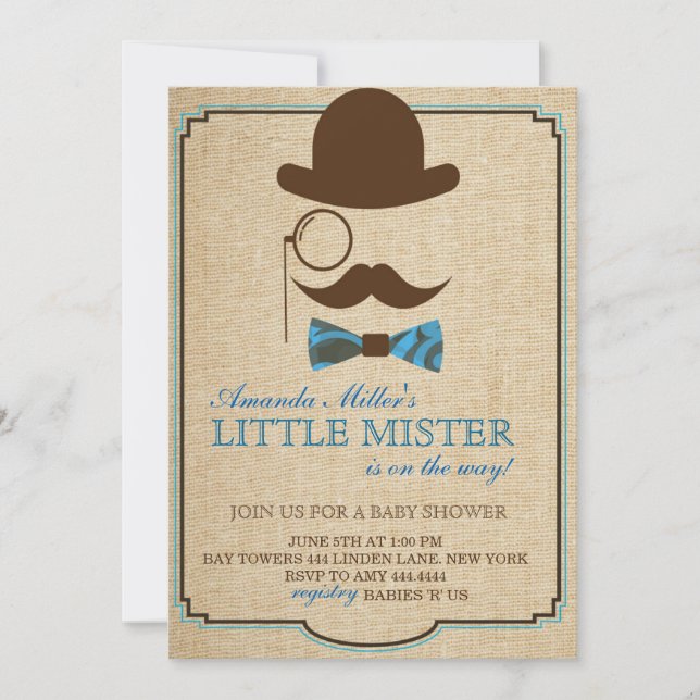 Invitaciones rusticas al niño pequeño jefe de Baby (Anverso)