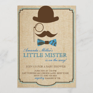 Invitaciones rusticas al niño pequeño jefe de Baby
