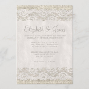 Invitaciones rústicas blancas de la boda del