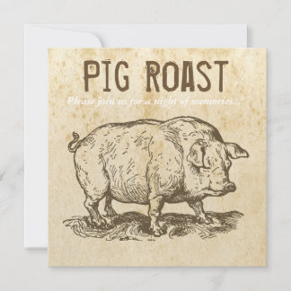 Invitaciones rusticas de asado de cerdo de época