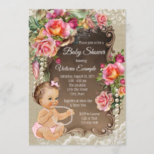 Invitaciones rústicas de Baby Shower de la perla