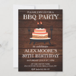 Invitaciones rusticas de barbacoa de cumpleaños nú