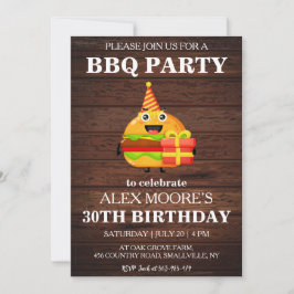 Invitaciones rusticas de barbacoa de cumpleaños nú