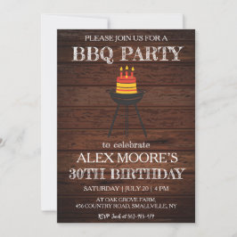 Invitaciones rusticas de barbacoa de cumpleaños nú