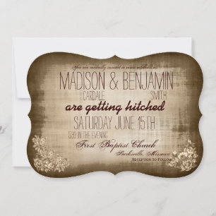 Invitaciones rusticas de bodas a la tipografía vin