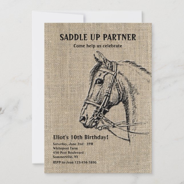 Invitaciones Rústicas de Caballo (Anverso)