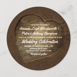 Invitaciones rusticas de casamiento de trozos de á