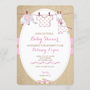 Invitaciones rusticas de Chicas de Baby Shower de 