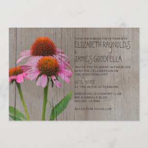 Invitaciones rústicas de la boda de Coneflower