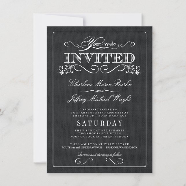 Invitaciones rústicas de la boda de la arpillera (Anverso)