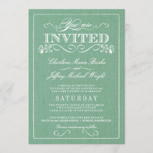 Invitaciones rústicas de la boda de la arpillera