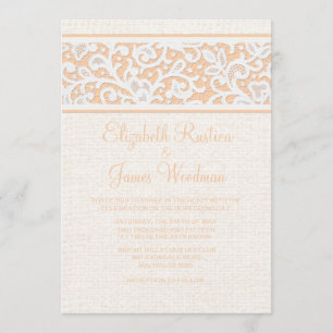 Invitaciones rústicas de la boda de la arpillera y