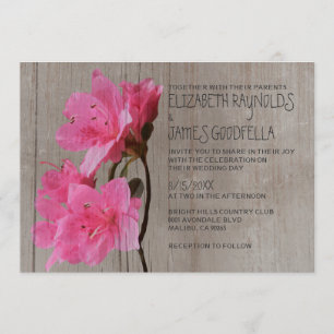 Invitaciones rústicas de la boda de la azalea