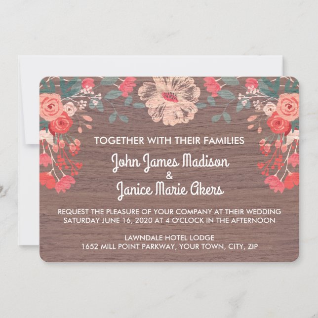 Invitaciones rústicas de la boda de la colección (Anverso)