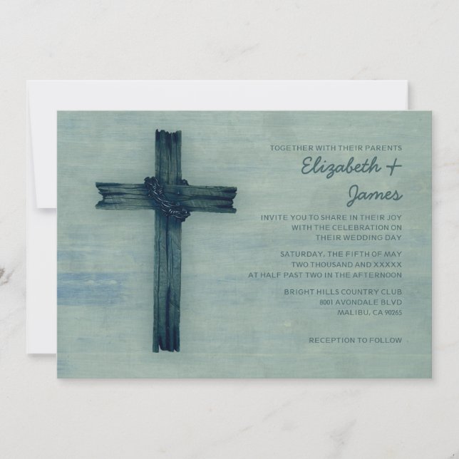 Invitaciones rústicas de la boda de la cruz del (Anverso)