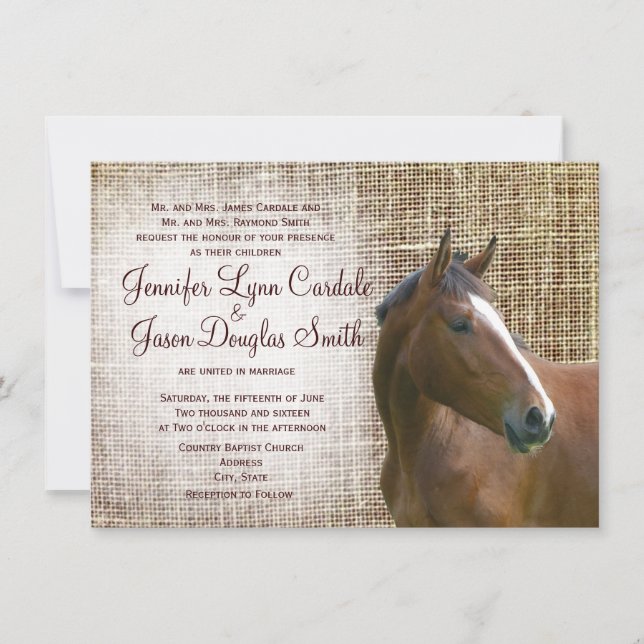 Invitaciones rústicas de la boda de la impresión (Anverso)