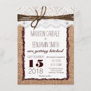 Invitaciones rústicas de la boda de la impresión