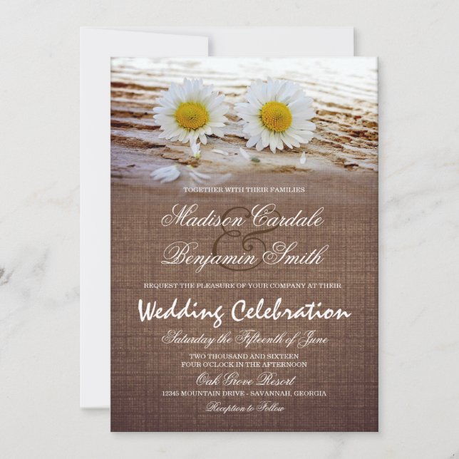 Invitaciones rústicas de la boda de la impresión (Anverso)