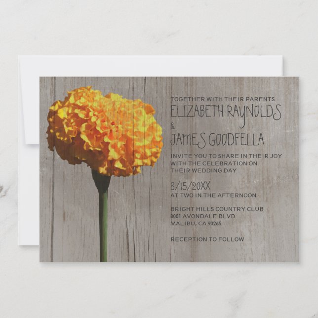 Invitaciones rústicas de la boda de la maravilla (Anverso)