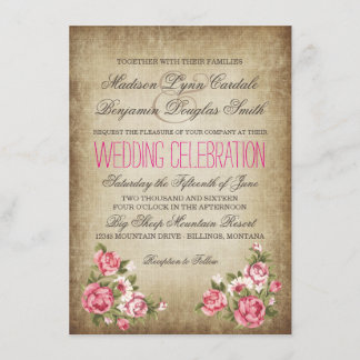 Invitaciones rústicas de la boda de los rosas