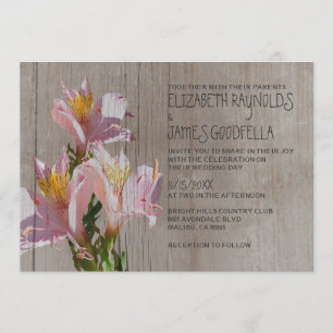 Invitaciones rústicas de la boda del Alstroemeria