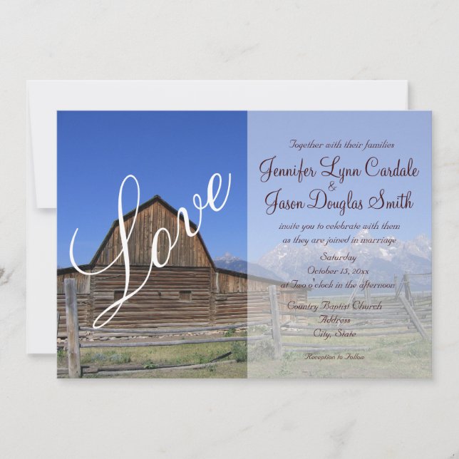 Invitaciones rústicas de la boda del amor del (Anverso)