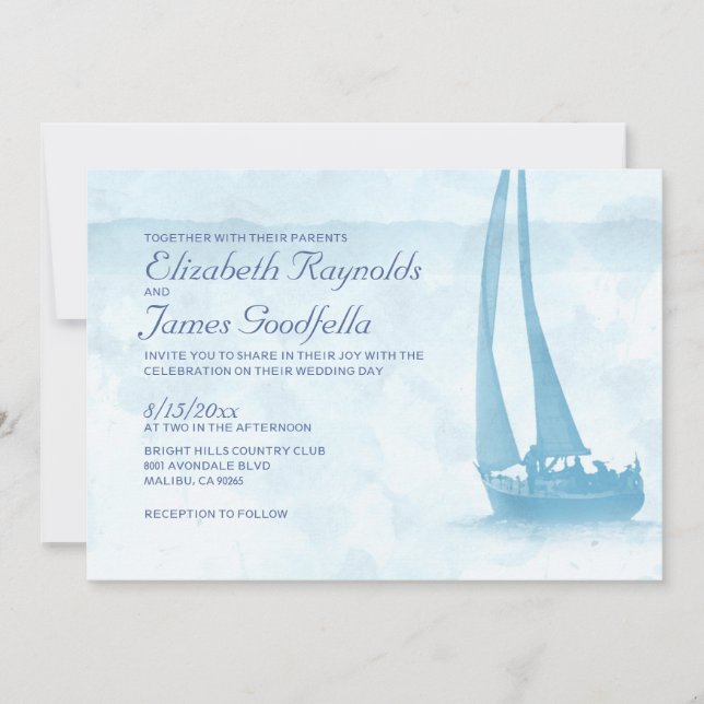 Invitaciones rústicas de la boda del barco (Anverso)