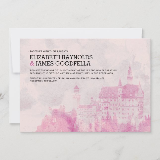 Invitaciones rústicas de la boda del castillo del (Anverso)