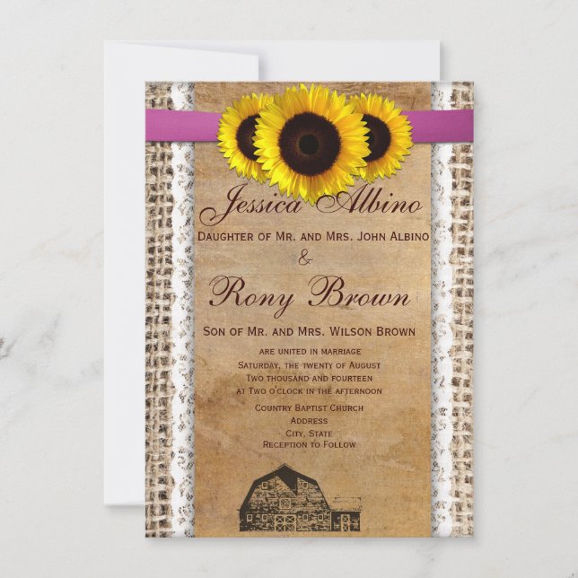 Invitaciones rústicas de la boda del cordón de la (Anverso)