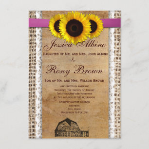 Invitaciones rústicas de la boda del cordón de la