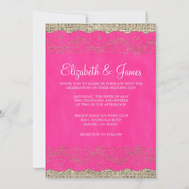 Invitaciones rústicas de la boda del cordón de las (Anverso)