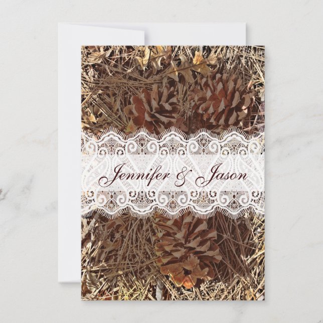 Invitaciones rústicas de la boda del cordón del (Anverso)
